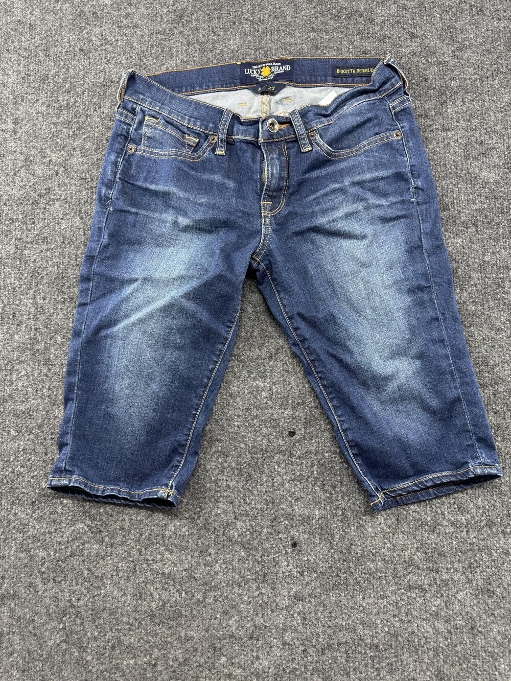 Lucky Brand Brigitte Bermuda Shorts Womens 4 Medium Wash Blue Denim Stretch